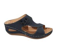 Susenstone Sandales Compensées Femme été Mode Avec Support de Orthopédique Tongs de Plage et Claquettes de Piscine Plage Sandales Mousse de Yoga Piscine Chaussures 01 Marine 41 EU