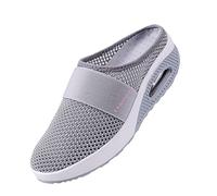 Susenstone Sandales Femme Compensées été Mesh Mailles Chaussures de Fitness Baskets Mode Compensées Mary Janes pour Femme Espadrilles Chaussures de Sport Eté Respirant Mules Gris 36 EU