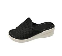 Susenstone Sandales Femme Compensées Mesh Mules Femmes Chaussons d'été Tongs Femme Claquette Compensée Confortables pour Maison Piscine Plage Poolside Water Chaussures 01 Noir 40 EU