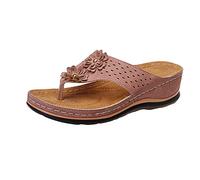 Susenstone Sandales Femme été Talon Compensé été Mode Avec Support de Orthopédique Tongs de Plage et Claquettes de Piscine Plage Sandales Mousse de Yoga Piscine Chaussures 01 Rose 43 EU