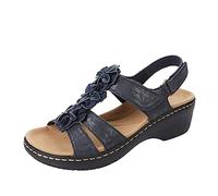 Susenstone Sandales Femmes Orthopedique Confortables Chaussures Plateforme Nu-pieds Été Sandales Femmes Sandales Plates Toe T-Sangle Comfy Semi Trailer Sandales Chaussures de Plage Bleu 39 EU