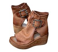 Susenstone Sandales Romaines Compensees Femme Confortable Mules Été Sabots à Enfiler Plateforme Plates Chaussures Bride Cheville Vintage Vacances Sandale Femme Talon compensé Plate-forme Chunkyrayan