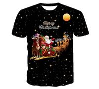 Susenstone T-Shirt de Noël Homme Père Noël drôle Fantaisie Chemises de Noël à Manches Courtes Col Rond Hauts Graphique Tee Chemises hawaïennes Mode Fête Vacances Joyeux Arbre de Noël T-Shirt