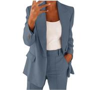 Susenstone Tailleur Femme Ensemble Pantalon Chic et Elegant Slim Fit Blazer Veste Formel Bureau Travail Pantalon Costumes Manteau Ensemble Col Revers Couleur Unie Veste Manteau Pantalon 2 Pièces
