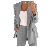 Susenstone Tailleur Femme Ensemble Pantalon Chic et Elegant Slim Fit Blazer Veste Formel Bureau Travail Pantalon Costumes Manteau Ensemble Col Revers Couleur Unie Veste Manteau Pantalon 2 Pièces