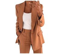 Susenstone Tailleur Femme Ensemble Pantalon Chic et Elegant Slim Fit Blazer Veste Formel Bureau Travail Pantalon Costumes Manteau Ensemble Col Revers Couleur Unie Veste Manteau Pantalon 2 Pièces