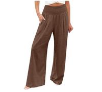 Susenstone Tailleur Pantalon Femme Chic Ensemble Pant De Détente a Jambes Large Taille Haute Elastique Pantalons Confortable Pants Chic Et Elegant Couleur Unie Pantalon Respirant pour La Plage