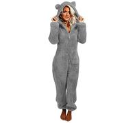 Susenstone Teddy Polaire Onesies pour Femmes Chaud Moelleux Pyjamas À Capuche Onesie Teddy Pyjamas Hiver Peluche À Capuche Flanelle Une Pièce Combinaison Combishort Vêtements De Nuit Loungewear Rompe
