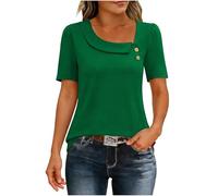 Susenstone Tee Shirt Femme Manches Courtes - Hauts à Col AsyméTrique Manches Longues Boutonné en V Travail DéContracté Chemises HabilléEs Manches Longues Noir T Shirt