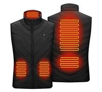 Susenstone Unisexe Chauffé Gilet Veste Thermique Gilet Chauffant USB Charge Hiver Chauffant Veste Vêtements Chauffant électrique Doudoune Gilet Homme pour Ski Randonnée, Le Noir, M