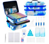 SuSentak Boîtes de rangement pour art diamant avec outils de perçage à points, 240 emplacements pour kits d'art 5D, boîte portable pour accessoires de peinture diamant (bleu)