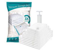 SusggO 12 sacs vides 80 microns + 1 sac de suspension + 1 pompe - Rangement et organisation d'armoires pour vêtements, couettes et couvertures
