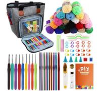 SusggO 82 Pièces Kit Crochet Complet pour Débutants Set Amigurumi - 20 Pelotes de Coton de Lait Accessoires Aiguilles Crochet Manuel et Sac - Kit de Crochet Complet - Kit DIY Crochet
