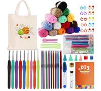 SusggO Kit Crochet Débutant complet, 73 pièces, kit crochet Amigurumi, Crochet Tricot, 15 boules de coton de lait, aiguilles à crochet accessoires, manuel et sac de transport