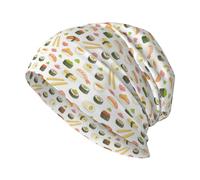 Sushi and Rolls Bonnet souple pour homme et femme Bonnet d'hiver chaud Tête de mort Noir