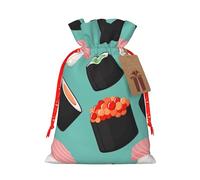 Sushi Food Pattern 1 Impression avec cordon de serrage Sacs saisonniers Célébrations Emballage cadeau de vacances respectueux de l'environnement