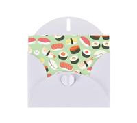 Sushi Food Pattern Printing Horizontal Love Buckle Pearl Paper Holiday Greeting Card With Envelopes For Friends Family