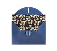 Sushi japonais noir impression vacances amour boucle papier nacré en vrac avec enveloppes cartes de vœux pensant à vous 10,2 x 15,2 cm