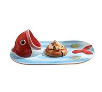 Sushi Plate, Ceramic Hand-Painted Dish Bowl For Kitchen Salad Dinner, Hotel Restaurant Serving Plate, Perfect For Home Lunch Food Party And Elegant Dining, Functional Shape, 13.39x7.87x4.33
