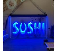 Sushi Shop LED Enseigne Au Néon, Japese Restaurt 3D Sculpture Néons pour Décoration Murale D’Entreprise Panneau Lumineux USB, Blue, 60x40cm
