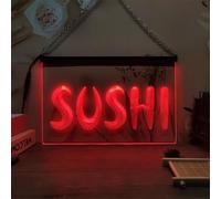 Sushi Shop LED Enseigne Au Néon, Japese Restaurt 3D Sculpture Néons pour Décoration Murale D’Entreprise Panneau Lumineux USB, Red, 30x20cm