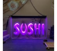 Sushi Shop LED Enseigne Au Néon, Japese Restaurt 3D Sculpture Néons pour Décoration Murale D’Entreprise Panneau Lumineux USB, Purple, 30x20cm
