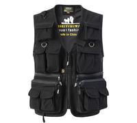 SUSHIMIAN Gilet de Pêche pour Homme Multi-Poches Gilet Reporter de Plein air Veste sans Manches de Travail Gilet de Chasse Photographie, Noir, M