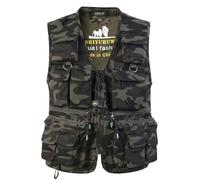 SUSHIMIAN Gilet de Pêche pour Homme Multi-Poches Gilet Reporter de Plein air Veste sans Manches de Travail Gilet de Chasse Photographie, Camo Vert, M