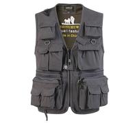 SUSHIMIAN Gilet de Pêche pour Homme Multi-Poches Gilet Reporter de Plein air Veste sans Manches de Travail Gilet de Chasse Photographie, Gris, M