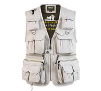 SUSHIMIAN Gilet de Pêche pour Homme Multi-Poches Gilet Reporter de Plein air Veste sans Manches de Travail Gilet de Chasse Photographie, Beige, M