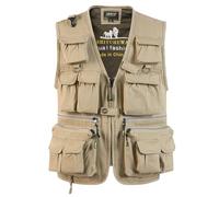 SUSHIMIAN Gilet de Pêche pour Homme Multi-Poches Gilet Reporter de Plein air Veste sans Manches de Travail Gilet de Chasse Photographie, Kaki, L