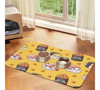 Sushis Mignons et drôles,Tapis d'alimentation pour Animaux de Compagnie, Sets de Table en Cuir PU pour Chats et Chiens,40x60cm