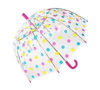 Susino Parapluie Cloche/Dôme Pois Multicolores Fille, Parapluie Transparent Baleines Sécurisées Enfant, Ultra Léger, Solide et Long, Diamètre de 72 cm, Parapluie à Pois