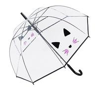 Susino Parapluie Cloche/Dôme Transparent pour Femme - Système d'ouverture Automatique - Large Protection avec Diamètre 81 cm - Résistant au Vent - Parapluie Tête de chat