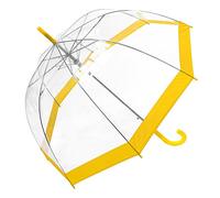 Susino SUSINOEXT3466AYELLOW Parapluie Cloche/Dôme Transparent pour Femme - Système d'ouverture Automatique - Large Protection avec Diamètre 88 cm - Résistant au Vent - Bordure Jaune