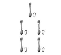 susiodeu 5 Ensemble de Acier Inoxydable Spork Couteau Cuillère Décapsuleur Intégré Repas Cuisine Gadgets Couverts pour Camping Ustensile Noir, Noir 5Ensemble