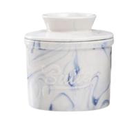 susiodeu Beurriers élégants, beurriers français, une touche de raffinement pour la cuisine, beurrier frais sans réfrigération, plat en céramique pour beurre frais à tartiner , Marbre bleu , 10x10cm