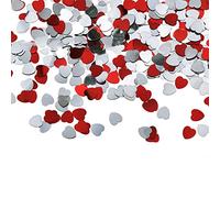 susiodeu Déchets de Papier Mini confettis de rétention de Couleur en Forme de cœur Bon Lustre Assortiment de brouillage résistant à la Forme pour la Saint-Valentin, Argent rouge15mm
