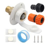 susiodeu Entrée d'eau pour camping-car avec clapet anti-retour et ensemble de connecteurs rapides, entrée remplissage d'eau durable et compatible, Blanc