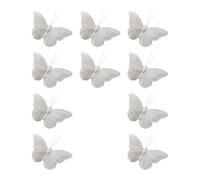 susiodeu Lot de 10 Papillons décoratifs 3D en Plumes pour décoration de Mariage, Emballage Valeur pour la Mode et léger, Blanc, 9 cm