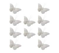 susiodeu Lot de 10 Papillons décoratifs 3D en Plumes pour décoration de Mariage, Emballage Valeur pour la Mode et léger, Blanc, 7.5 cm