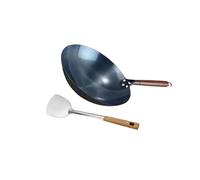 susiodeu Poêle wok antiadhésive polyvalente, sans revêtement, idéale pour faire sauter, mijoter et frire. Fond épais et parois fines. Poêle universelle antiadhésive sans revêtement, Noir, 30 cm