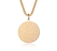 Susook Collier en acier inoxydable 316L avec pendentif en forme de numéro de basket-ball de 55,9 cm + 5,1 cm, cadeau d'anniversaire pour père, petit ami, fils, 1.1 inches, Acier inoxydable, Pas de