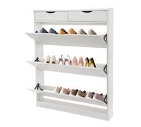 Susoso Armoire à chaussures à 3 niveaux avec poignées cachées - Capacité de charge totale d'environ 30 kg - Pour chaussures à talons hauts - 100 x 17 x 130 cm - Blanc chaud