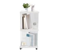 Susoso Bibliothèque rotative à 2 étages, 36 x 36 x 72,5 cm, étagère de rangement, au sol, avec 4 roues universelles, pour bibliothèques, blanc ou transparent
