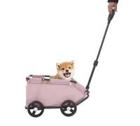 Susoso Chariot de courses pour chien avec boucle de sécurité - Charge maximale : 7,5 kg - Hauteur de la cabine (sans roues) - 23 cm - Pour petits chiens - 86 x 51 x 35 cm - Rose