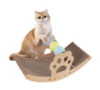 Susoso Griffoir multifonction en carton résistant aux rayures en demi-lune avec boules de cloche et gratte-ciel pratique utilisable des deux côtés, pour chatons et adultes, chats, 59 x 26 x 30 cm H