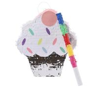 Susoso Pinata Gâteau à la crème glacée avec anneau de suspension et bâton en PVC - Accessoire de fête mignon - Capacité de charge d'environ 2 kg - Pour fêtes de famille - Multicolore