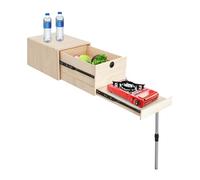 Susoso Table pliante de pique-nique en plein air avec rails coulissants de qualité supérieure - Design réglable - Table de camping en bois de pin - Plateau extensible - Charge maximale : 20 à 30 kg