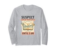 Suspect Reading Until 2 AM Funny Book Lover Manche Longue